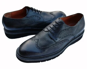 LEIZILEI Black Leather Men's Size 10 Oxford Shoes, Textured Shoe, Worn Once! - Picture 1 of 8