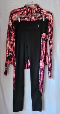 EXERTEK Jacket Womens S Full Zip Top w/ Pockets and Matching M Leggings Set - Image 1 of 4