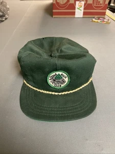 Vintage 1960s 70s Cedar Rock Country Club Lenoir NC Green Golf Cap Strap Back - Picture 1 of 9