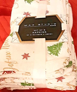 Max Studio Christmas Napkins Set/6 – 80% Cotton/20% Metallic Thread 18" x 18" - Picture 1 of 4