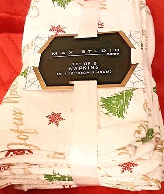 Max Studio Christmas Napkins Set/6 – 80% Cotton/20% Metallic Thread 18" x 18" - Image 1 of 4
