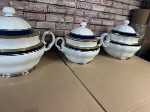 Winterling Marktleuthen Bavaria, Dekor Goldrand  Kobaltblau  3tlg Tirene - Bild 1 von 14