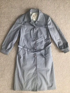 VTG LONDON FOG Maincoats RAINCOAT Trench Coat Light Gray Lined 10 Petite Belted - Picture 1 of 12