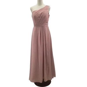 Maxi Vestido DAMA DE HONOR Talla 10 L Rosa Un Hombro Plisado Formal NUEVO B48 Defecto - Imagen 1 de 10