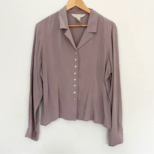 Vintage Casual Corner 100 % Seide Damen flieder lila Knopfleiste Bluse Gr. 14 Lg - Bild 1 von 6