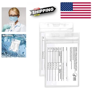 Immunization Card Holder - Pack of 2 Clear Waterproof Sleeves for ID Protection - Picture 1 of 4