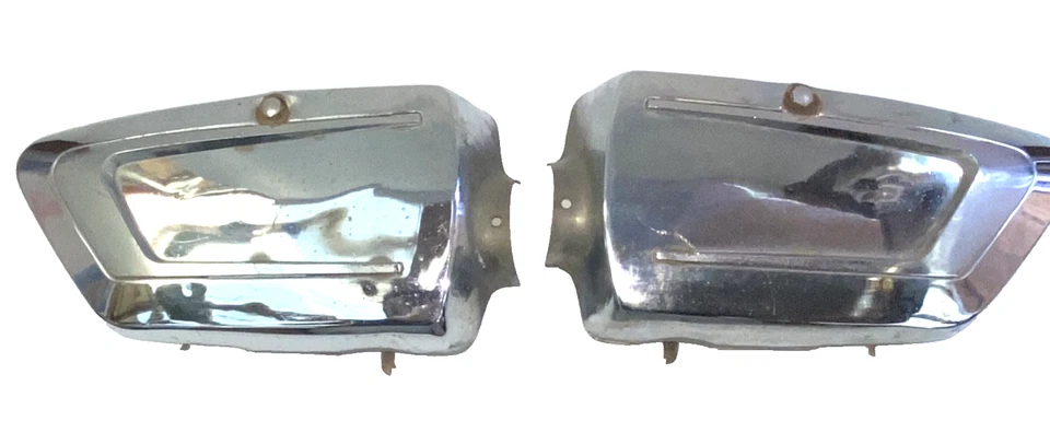 70-72 Yamaha XS1 XS1B XS2 DERECHO IZQUIERDO cubiertas xs650 1971 XS-1 XS-2 VINTAGE CROMADO Foto 1 de 4
