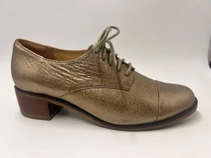 Ziera Sz 37.5 FF Gold Leather Zara Lace up Heeled Brogues & Orthotic Inserts - Picture 1 of 9