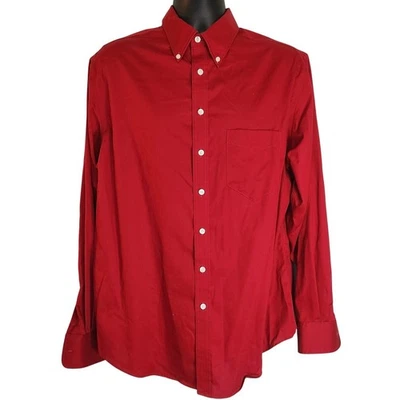 Merona Ultimate Red Button Down Shirt Long Sleeve Dress Shirt Mens Large - Image 1 of 4