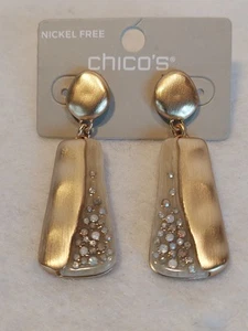Chicos Large Coppery Gold Tone Dangle Drop Earrings 2.25" New Bold Sparkle - Picture 1 of 7