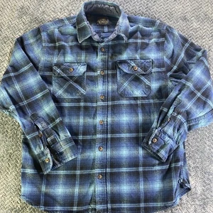 Jachs Heritage Flannel Shirt Men Large Blue Green Long Sleeve Plaid Outdoor - Picture 1 of 9