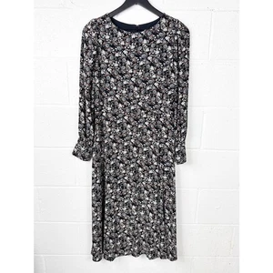 LOFT Ditsy Midikleid mit Blumenmuster Damen 10 schwarz langarm - Bild 1 von 7