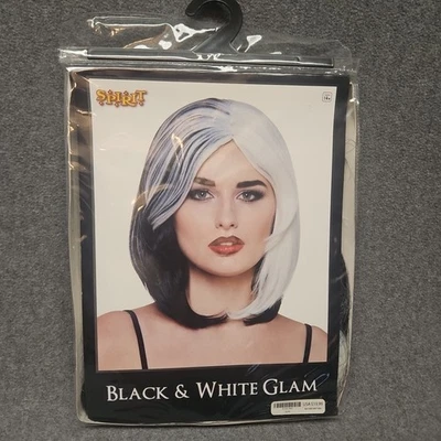 Spirit Halloween Costume Wig Black & White Glam One Size Brand New - Image 1 of 3