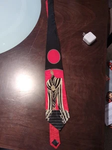 Paul Rodon Herren elegante Krawatte Krawatte weiß grau schwarz rot geometrisch Business - Bild 1 von 1