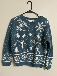 Vintage Eagle’s Eye Hand Knit Sweater Wool Size Small Nordic Ski Fair Isle Snow - Bild 1 von 7