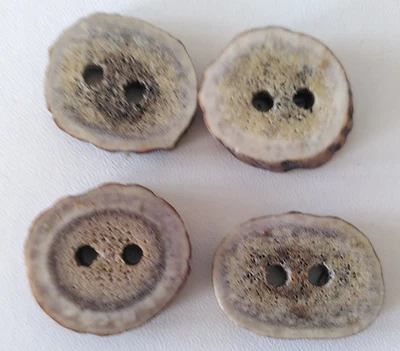4 Trachtenknöpfe echte Hirschhornknöpfe Grau Oval Jackenknöpfe - Bild 1 von 3