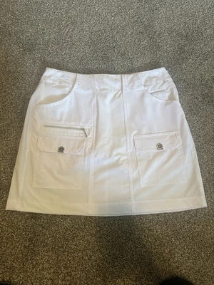 "Falda corta de golf Jamie Sadock para mujer 6 bolsillos blancos con cremallera elástica atlética 18""" Foto 1 de 4