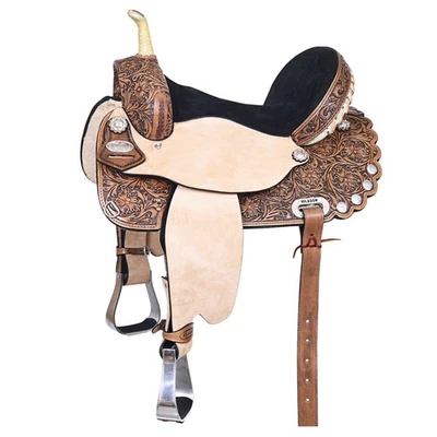 HILASON Western Horse Treeless Trail Barrel Saddle American Leather | for Horses - Image 1 of 4