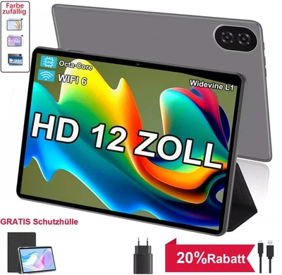 2025 Neu Tablet Android 15 12 Zoll 16GB RAM+256GB ROM Octa core 5G WlFl 5MP+13MP - Bild 1 von 4