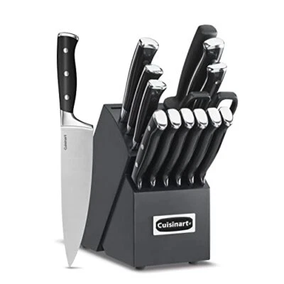 Cuisinart 15-Pc Forged Triple Rivet Knife Set with Block High Carbon Steel