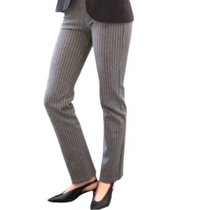 Betabrand Womens S Straight Leg Yoga Dress Pants Pull on Gray Striped Comfort - Picture 1 of 11