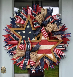 45CM Patriotic Wreath Hanging 4TH of July Wreath for Wall Home Decor Front Doors - Picture 1 of 6