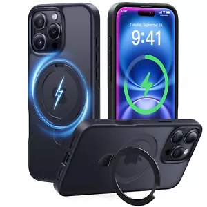 Custodia iPhone 16 Pro CASEKOO 6,3" nera con supporto anello magnetico antiurto sottile - Foto 1 di 3