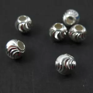 925 Sterling Silver Findings-Swirled Textured Round Beads-Spacers-8mm (2pcs) - Picture 1 of 3