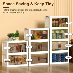 3PACK Stackable Storage Bins Closet Organizer Container Home Bedroom Living Room - Picture 1 of 23
