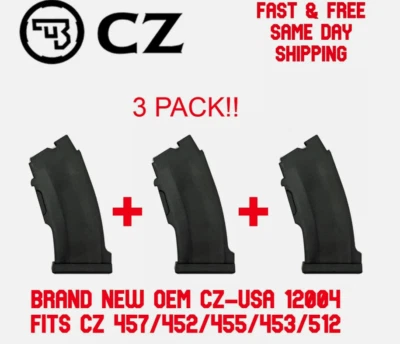 CZ-USA CZ USA OEM .22LR 10 Round Poly Magazine For 452 453 455 457 512 - 12004- 3 Pack!