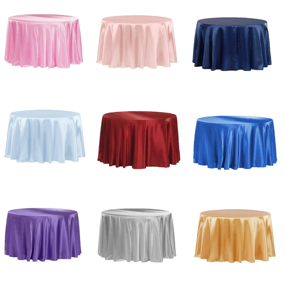 120" Inch Round Satin Tablecloth Wedding Party Table Cover Cloth Decor Baby  - Image 1 of 1