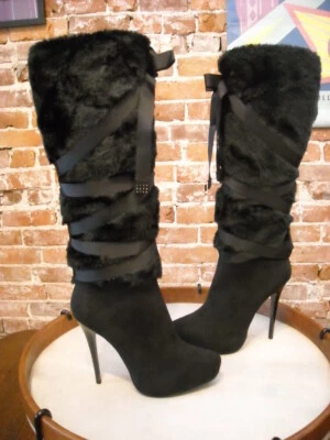 Bota Nina Henriq para mujer 8 EUR 38 negra imitación piel y cinta aguja nueva Foto 1 de 3