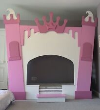 White and Pink Castle Bunk Bed, Playhouse Loft Bed