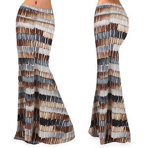 Women Boho Long Maxi Skirt High Waist Floor-length Printed Lattice Casual Dress