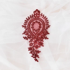 DIY Embroidered Floral Applique Lace Patch Retro Trim Sewing Craft Wedding Dress - Picture 1 of 24