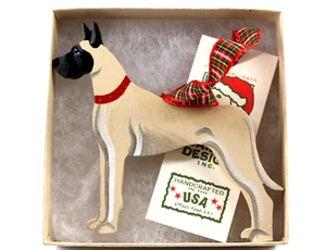 Dandy Designs Inc Dog Ornament Great Dane Hand Painted Argyle Ribbon NOS 2012 - Picture 1 of 8