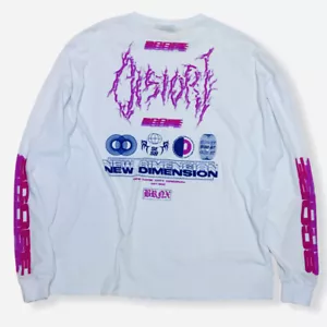 ASOS WOMENS LONG SLEEVE OVERSIZED WHITE PINK GRAPHIC PRINT ON THE BACK COTTON - Picture 1 of 10