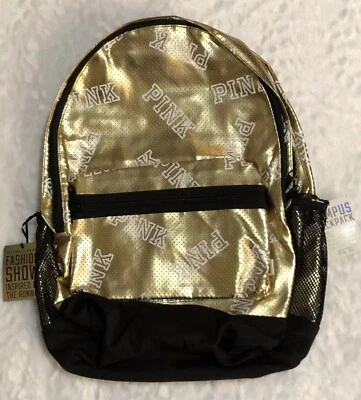 Mochila de viaje Victoria Secret ROSA limitada dorada metálica grande campus nueva con etiquetas Foto 1 de 4