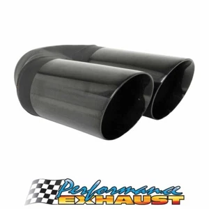 Angle Cut Inner Cone BLACK CHROME Exhaust Tip - 2.25" Inlet - Twin 3" Outlet - Picture 1 of 4