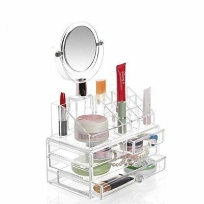ORGANIZER PORTA TRUCCHI BOX PORTAGIOIE CON SPECCHIO ESPOSITORE PER COSMETICI ABS - Immagine 1 di 4