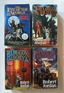 ROBERT JORDAN Eye World/Great Hunt/Dragon Reborn/Daggers 4 Wheel of Time PB Lot - Picture 1 of 13