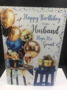 HUSBAND BIRTHDAY CARD 9" X 6" - Picture 1 of 4