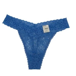 Jenni Plus Women's Lace Thong Underwear, Blue, O/S 1X-3X - Picture 1 of 5