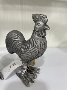 Pewter Style Rooster Sculpture Figurine Tabletop Home Décor 3.5x5 In Kitchen - Foto 1 di 4