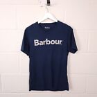 BARBOUR T Shirt Mens S Small Tailored Fit Short Sleeve Crew Neck Spellout Navy