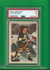 1953 Parkhurst Ed Sanford Boston Bruins  #90  🚀⚾️ PSA Graded 5