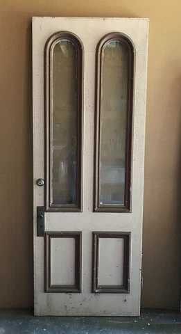 Antique Wood 36x96 Tall Double Arched Glass Farmhouse Entrance Door VTG 1167-23B Cover