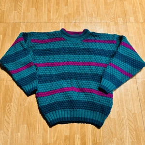 Vintage 80s Apparatus Green Purple Pullover Sweater Youth Kids size Large - Picture 1 of 4