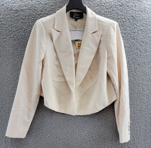 Nina Parker Trendy Plus Size Cropped Open-Front Blazer Women's 0X Oat Latte L/S - Picture 1 of 16