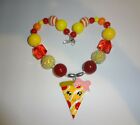 NEW Kids Pizza food enamel charm beaded chunky necklace custom boutique gift